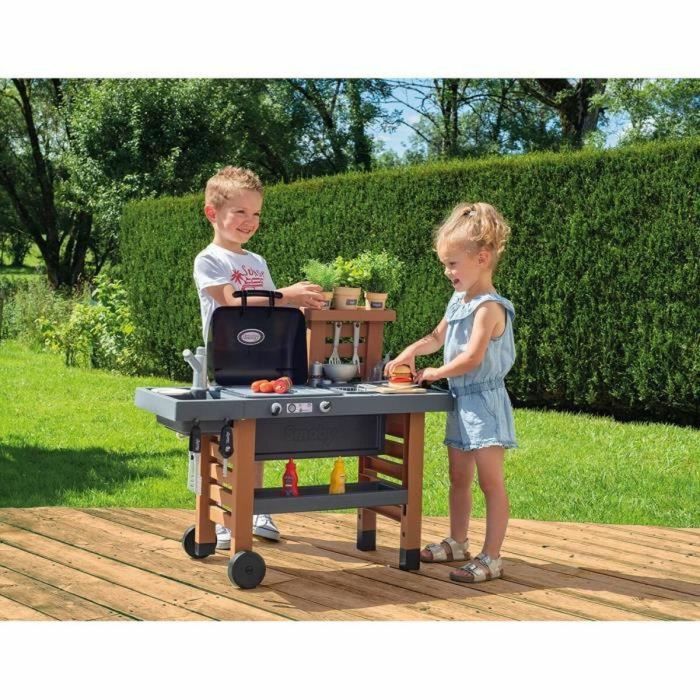 Smoby - Garden Kitchen - Cocina Exterior Evolutiva - Parrilla Con Llamas Mágicas Retráctiles - 40 Accesorios 1