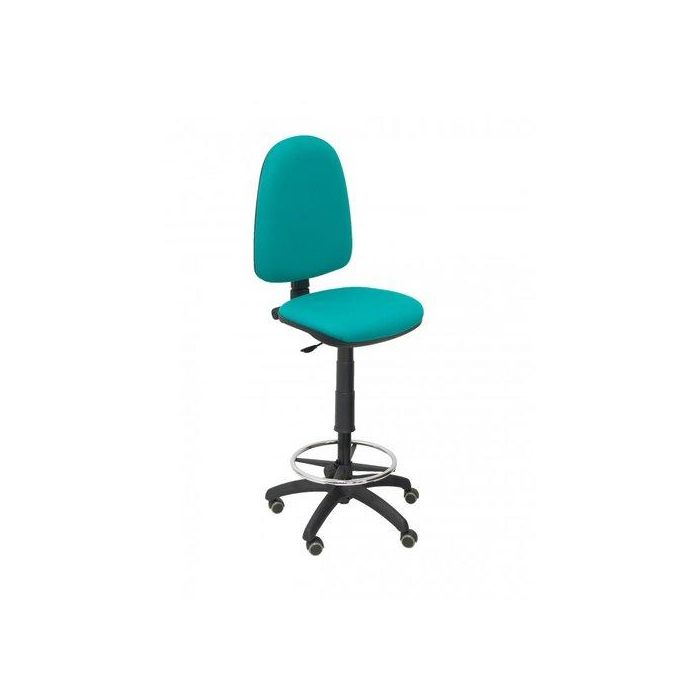 Taburete Piqueras Y Crespo Ayna Ergonomico Mecanismo De Contacto Permanente Regulable En Altura Y Aro Reposapies Ruedas De Parquet Asiento Y Respaldo Tapizados Bali Verde Turquesa