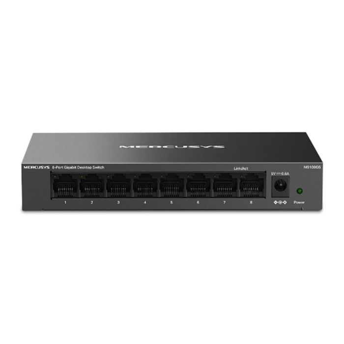 Mercusys MS108GS Switch No Administrado Gigabit Ethernet (10/100/1000) con 8 Puertos RJ-45, Color Negro, Montaje en Pared Mercusys MS108GS Switch No Administrado Gigabit Ethernet (10/100/1000) con 8 Puertos RJ-45, Color Negro, Montaje en Pared
