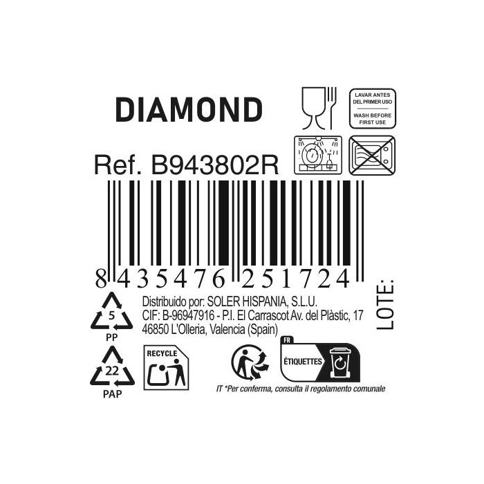 Plato Postre Diamond 19 cm - La Mediterranea (24 Unidades) 3 Plato Postre Diamond 19 cm - La Mediterranea (24 Unidades) 3