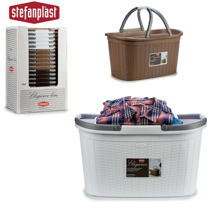 Cesto Ropa Elegance Stefanplast 57.5x29x36.5 cm, 35L, Beige/Blanco/Chocolate (15 Unidades) 2 Cesto Ropa Elegance Stefanplast 57.5x29x36.5 cm, 35L, Beige/Blanco/Chocolate (15 Unidades) 2