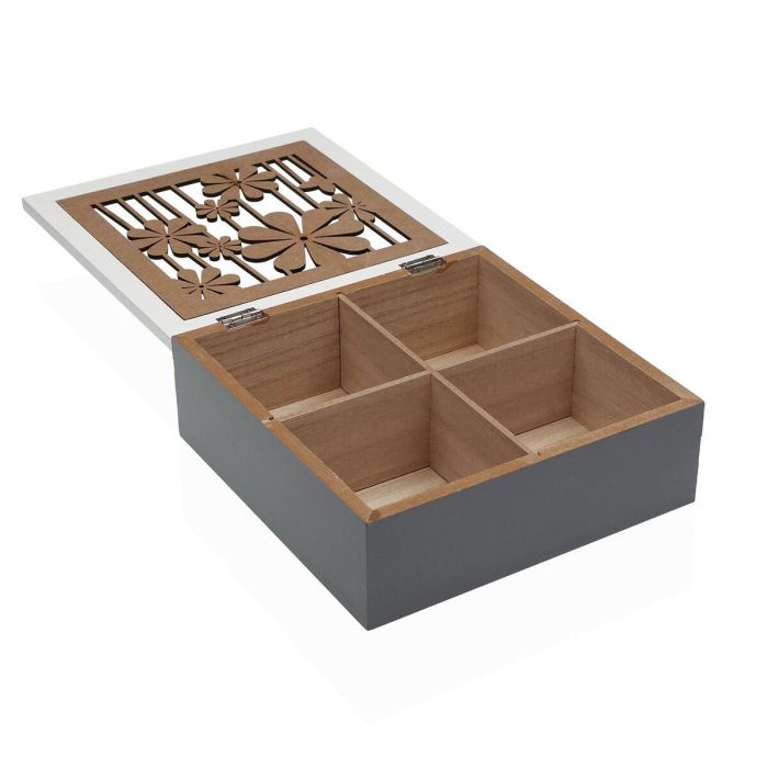 Caja para Infusiones Versa Madera MDF 20 x 7 x 20 cm Flores 1