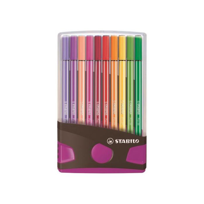 Stabilo Rotulador Pen 68 Colores Surtidos Estuche Parade Antracita-Rosa 20 Ud