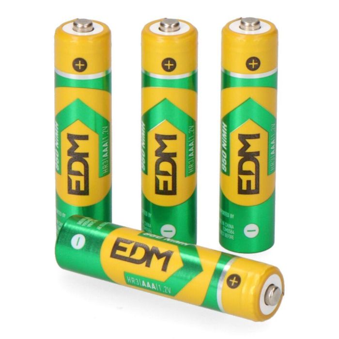 Edm Pila Recargable HR03 AAA Eco-Series 950mAh 1.2V Ø10.5 x 44.5 mm Pack 4 Unidades 1