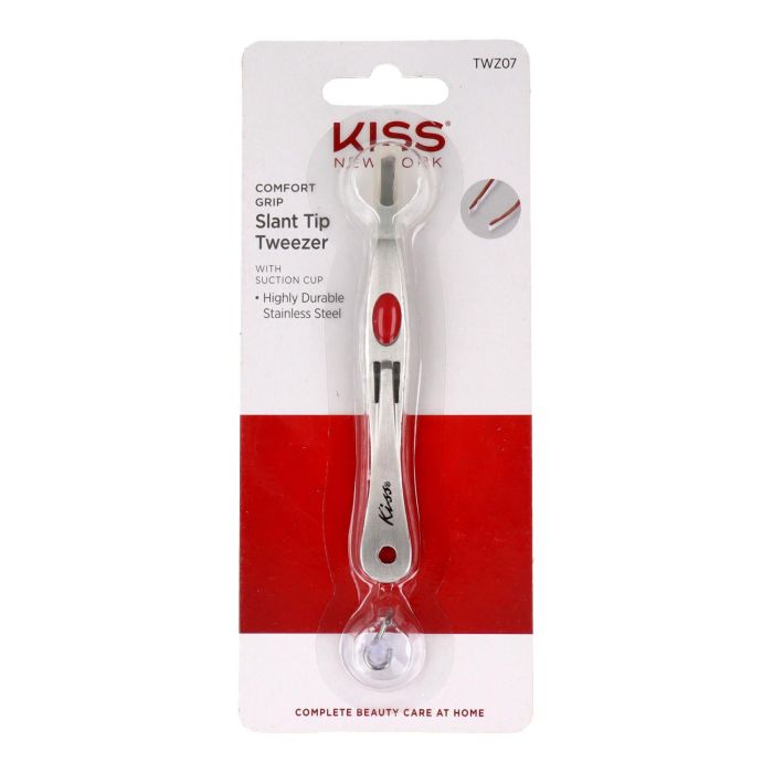 Red Kiss New York Slant Tip Tweezer With Suction