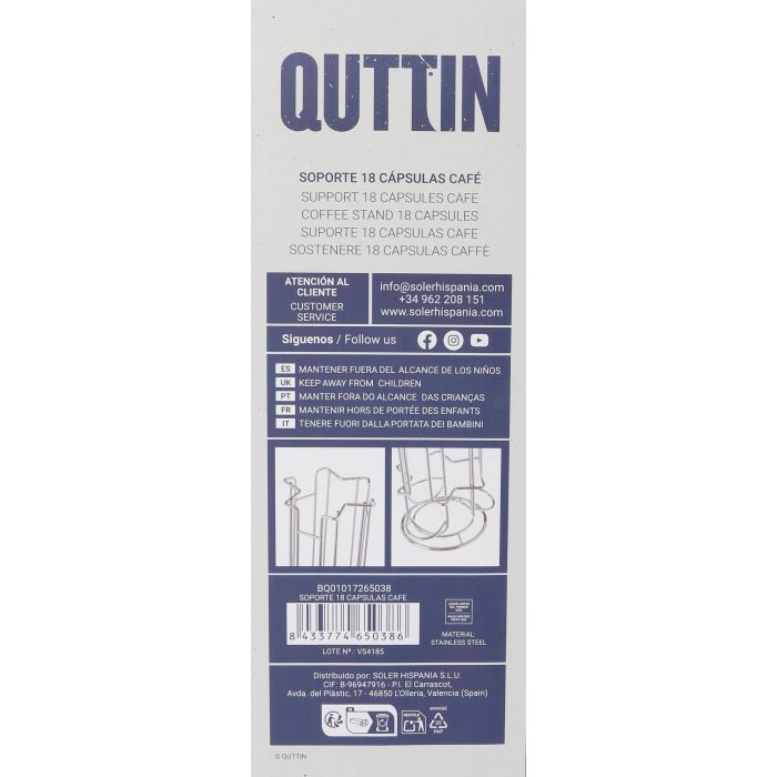 Quttin Soporte para Cápsulas de Café 18 Piezas 11.5x33 cm (6 Unidades) 15 Quttin Soporte para Cápsulas de Café 18 Piezas 11.5x33 cm (6 Unidades) 15