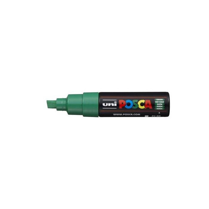 POSCA Marcador Pc-8K No Permanente Punta Biselada 8.0 mm Verde - Tinta Base Agua, No Tóxico, Ideal para Decoración
