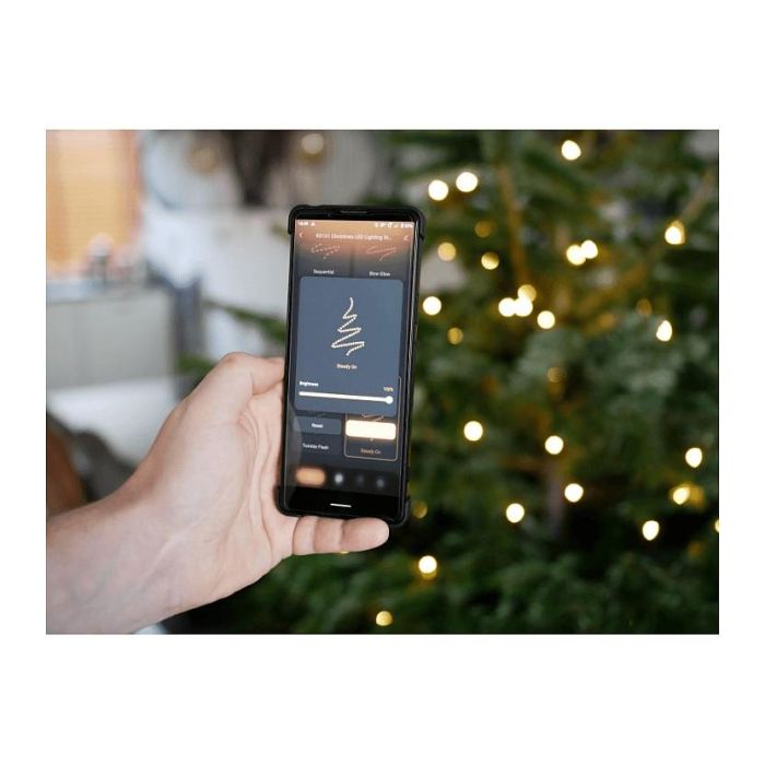 Woox R5168 Tira de Luces LED Navidad Smart, 20 Metros, 200 Bombillas, Blanco Cálido 2500K, 230 Lumen, Control Wi-Fi y App, IP44 para Interior/Exterior 3