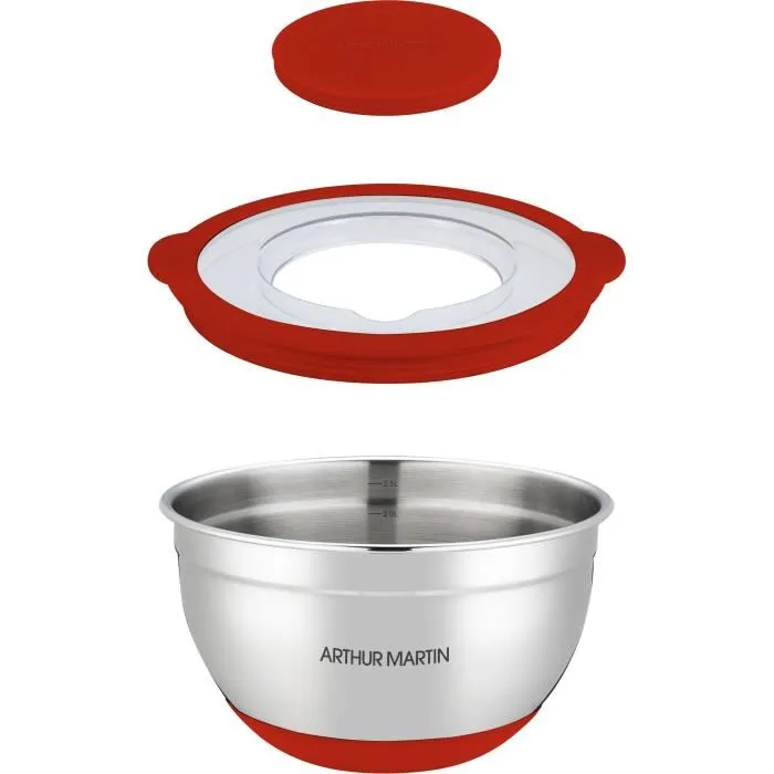 Arthur Martin Juego de Ensaladeras AM032 - 16-20-24 cm - Acero Inoxidable con Tapas Herméticas y Base Antideslizante de Silicona 1 Arthur Martin Juego de Ensaladeras AM032 - 16-20-24 cm - Acero Inoxidable con Tapas Herméticas y Base Antideslizante de Silicona 1