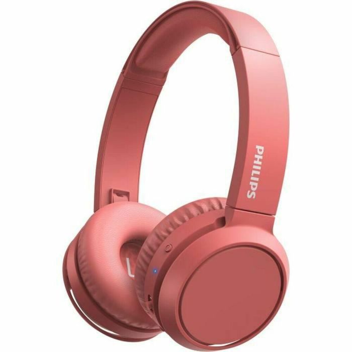 Philips TAH4205RD/00 Auriculares Inalámbricos Diadema con Micrófono, Bluetooth 5.0, Graves Potentes (Bass Boost), 29h Batería, Carga Rápida, Plegables, Rojos