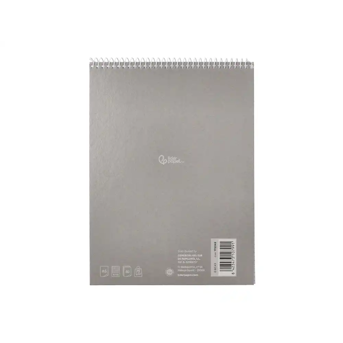 Liderpapel Cuaderno Espiral DIN A5 Apaisado Tapa Blanda 80 Hojas 75gr Cuadro 4mm Colores Surtidos 3