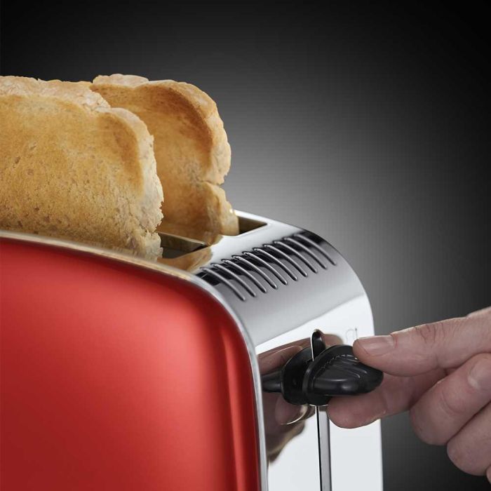 Russell Hobbs 23330-56 Tostador Colours Plus Rojo Tueste Rápido Calientapanecillos Bandeja Recogemigas