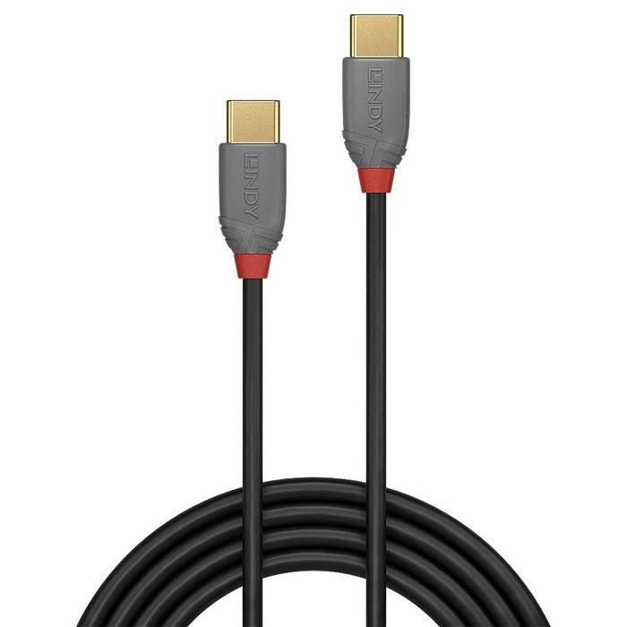 Lindy Cable USB 2.0 Tipo C a C Anthra Line 2m - Conexión de Carga y Datos de Alta Velocidad 480Mbps, Doble Apantallamiento, Contactos Dorados 1