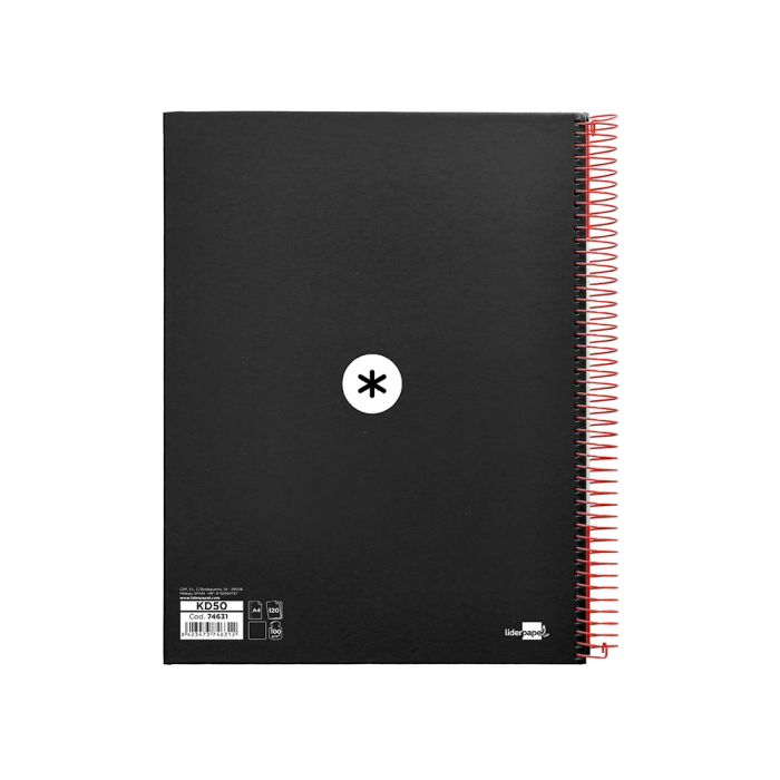 Antartik Cuaderno espiral micro A4, 120 hojas, 90 gr, liso, negro, tapa forrada 2