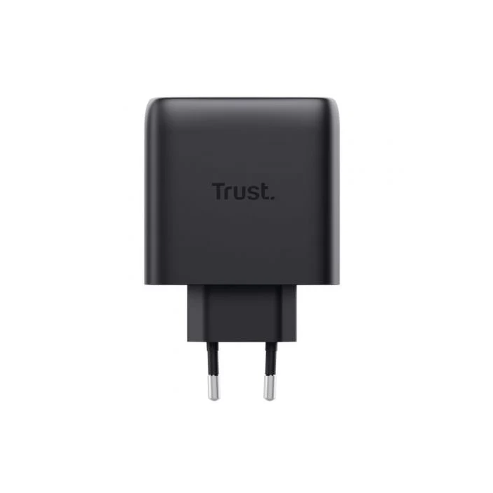 Trust Cargador GaN Maxo de Pared 65W 25525 - 2 Puertos USB-C PD 3.0 + PPS, Cable 2 m Incluido, 50% Material Reciclado, Compacto, Carga Rápida para Portátil, Tablet y Móvil