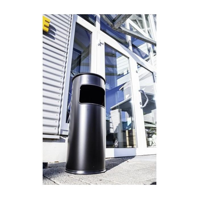 DURABLE Papierkorb Safe mit Ascher rund schwarz 1 DURABLE Papierkorb Safe mit Ascher rund schwarz 1