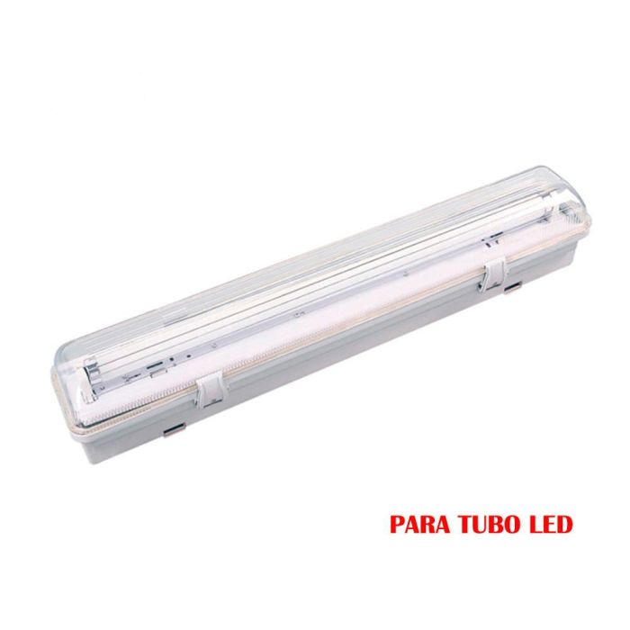 Edm Pantalla Estanca LED para 1 Tubo 9W (Equivalente 18W) 220-240V IP65 | 65cm | Techo y Pared | Policarbonato Blanco 0 Edm Pantalla Estanca LED para 1 Tubo 9W (Equivalente 18W) 220-240V IP65 | 65cm | Techo y Pared | Policarbonato Blanco 0
