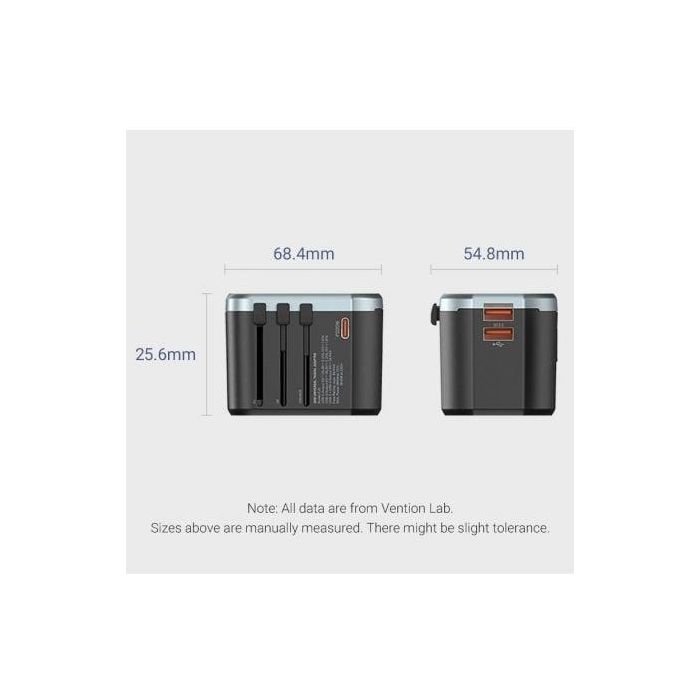 Vention FJCB0 Adaptador de Pared Universal para Viaje 3 Puertos USB (1xUSB-C + 2xUSB-A) 20W Carga Rápida EU UK US AU China Negro 3 Vention FJCB0 Adaptador de Pared Universal para Viaje 3 Puertos USB (1xUSB-C + 2xUSB-A) 20W Carga Rápida EU UK US AU China Negro 3
