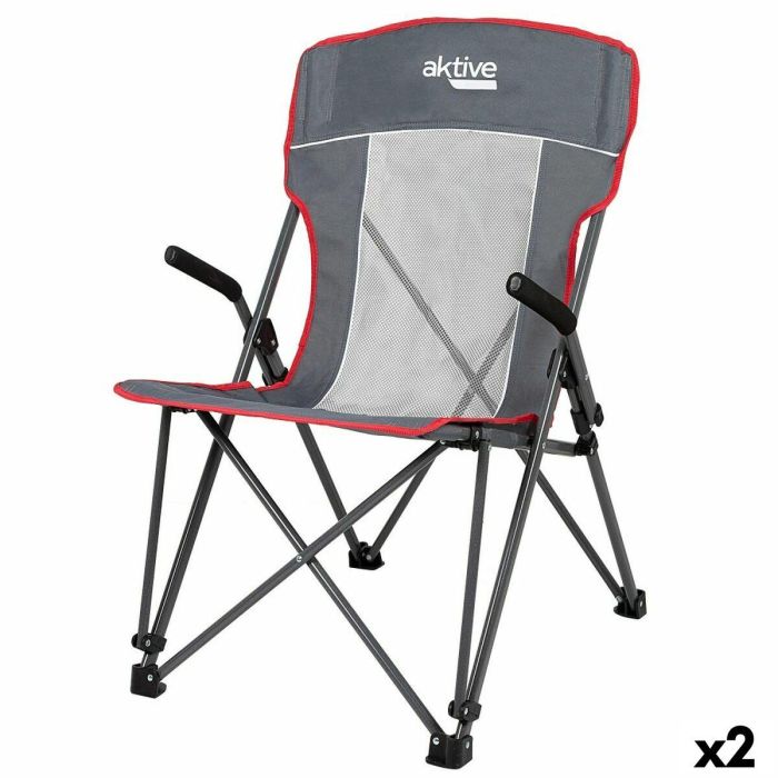 Silla de Camping Plegable Aktive Gris 59 x 97 x 68 cm (2 Unidades) 0 Silla de Camping Plegable Aktive Gris 59 x 97 x 68 cm (2 Unidades) 0