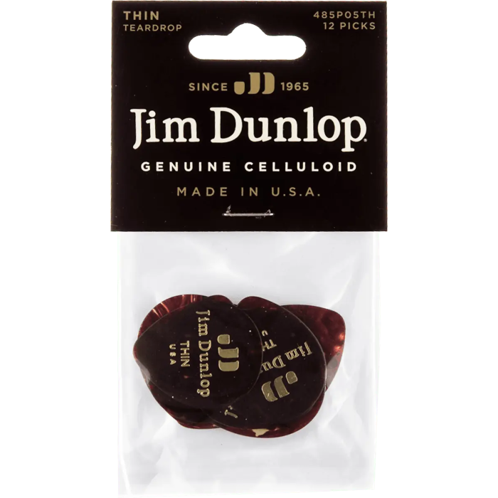 Dunlop Pack 12 Púas Genuine Celluloid Teardrop Shell - Thin 3