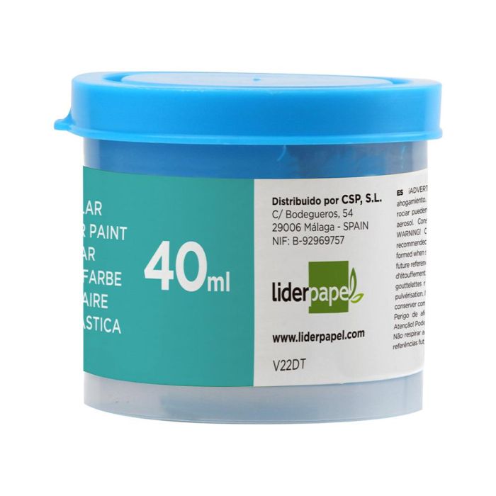 Tempera Liderpapel Escolar 40 mL Azul Cian 5 unidades 1