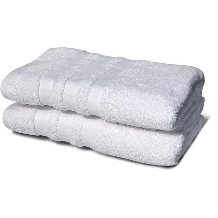 Juego de 2 toallas - LOVELY HOME - 2 Toallas de ducha 70 x 140 cm - Blanco Juego de 2 toallas - LOVELY HOME - 2 Toallas de ducha 70 x 140 cm - Blanco