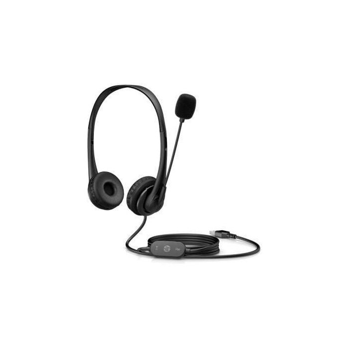 HP 428H5AA - Auriculares Estéreo G2 USB-A con Micrófono, Cancelación Ruido, Control Cable, Negros para PC, Mac y Chromebook.
