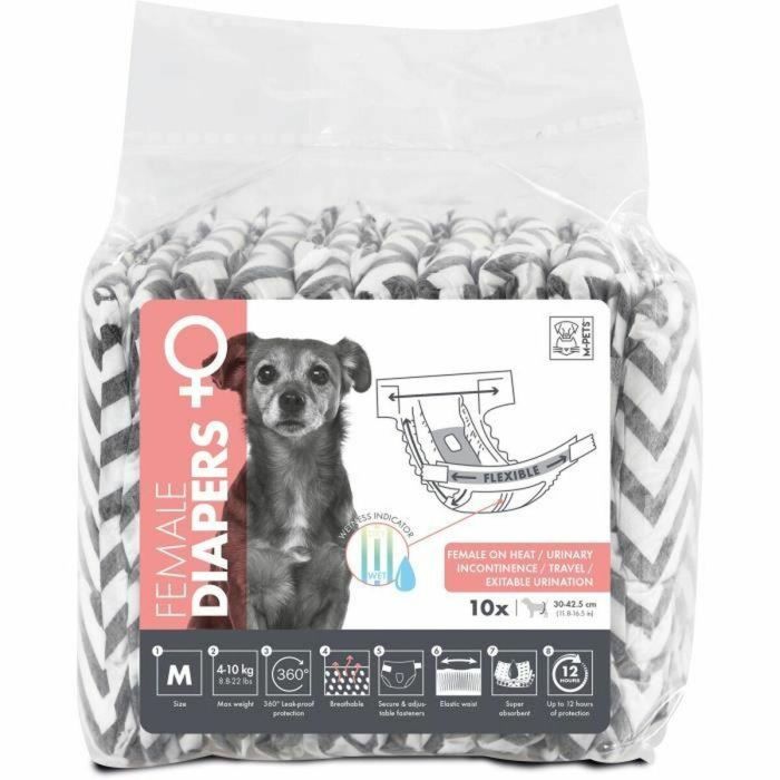 M Pets MPE6953182735564 Pañales para perros Hembra Talla M x10, 30-42.5 cm cintura, 4-10 kg, Protección 12h, Indicador humedad 0 M Pets MPE6953182735564 Pañales para perros Hembra Talla M x10, 30-42.5 cm cintura, 4-10 kg, Protección 12h, Indicador humedad 0