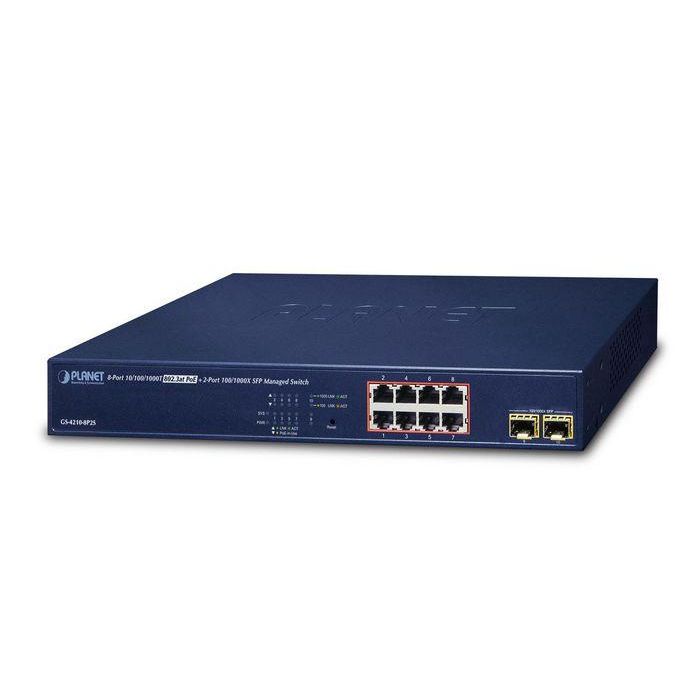 Planet Switch 8 puertos PoE Gigabit 10/100/1000T 802.3at + 2 SFP 100/1000X gestionable Planet Switch 8 puertos PoE Gigabit 10/100/1000T 802.3at + 2 SFP 100/1000X gestionable
