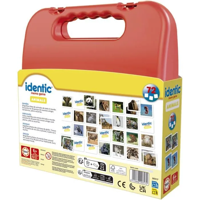 Educa Identic Memo Game Animales 20317 Juego de Memoria para Niños +3 Años 2 Educa Identic Memo Game Animales 20317 Juego de Memoria para Niños +3 Años 2
