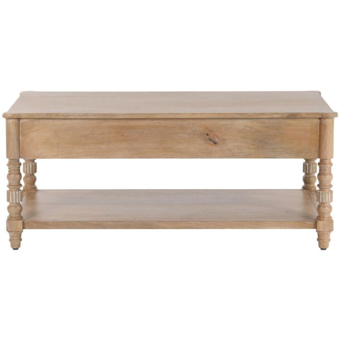 DKD Home Decor Mesa Centro Romantico Clasicjc Marron 110x60x45 cm Mango 2 Cajones 1 Estanteria 9