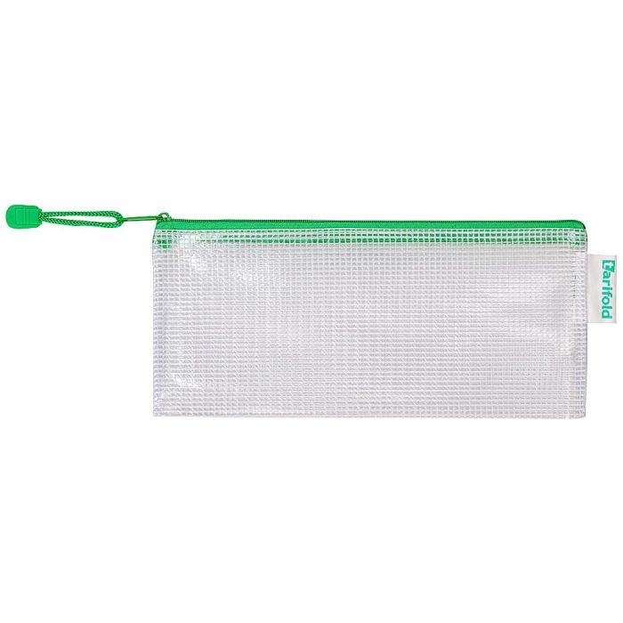 Bolsa Multiusos Tarifold Pvc 250x115 mm Apertura Superior Con Cremallera Portaboligrafo Y Correa Color Verde 8 unidades 1