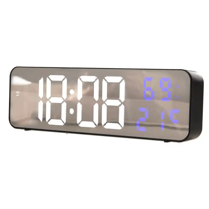 Q-connect Reloj Digital de Pared y Sobremesa con Temperatura, 2 Alarmas, LED y Medidas 230x35x70 mm 2