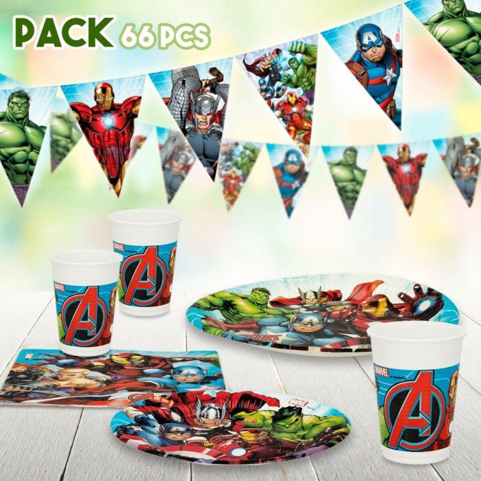 Set Artículos de Fiesta The Avengers 66 Piezas 1 Set Artículos de Fiesta The Avengers 66 Piezas 1