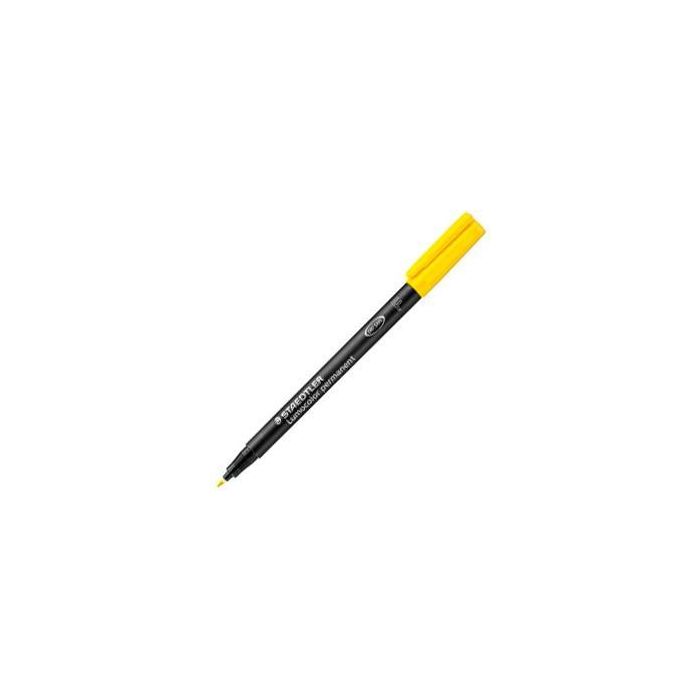 Staedtler 318 F Rotulador Permanente Lumocolor Amarillo, Universal, Secado Rápido, Punta Fina (0.6mm), Pack 10 Unidades (10 Unidades)