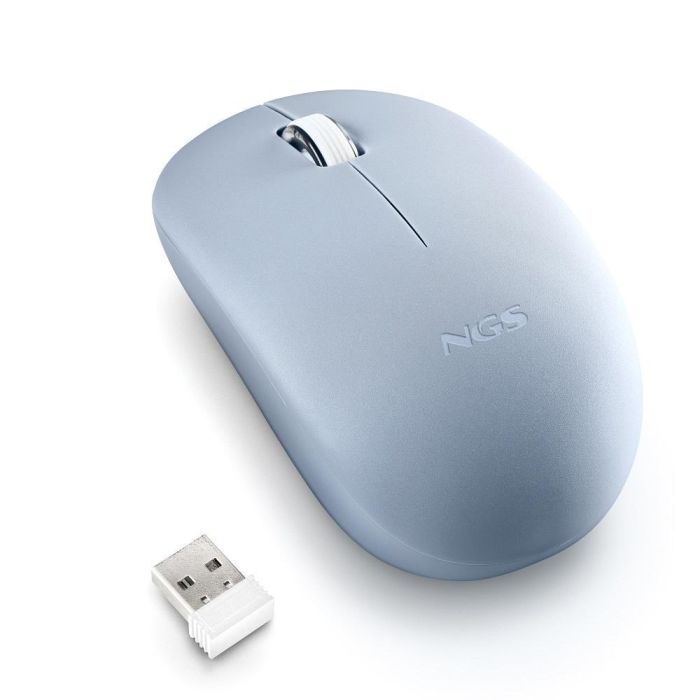 NGS Ratón Inalámbrico Fog Pro Blue, Ratón Óptico Silencioso con 1000 DPI, Plug and Play, Alcance 10m, Ambidextro, Nano USB 2