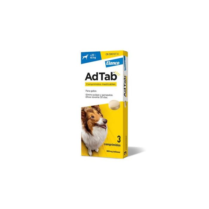 Elanco Adtab 900 mg 3 Comp Masticable 22-45 kg Perro