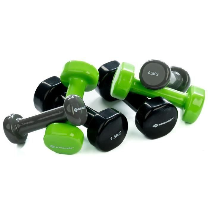 SCHILDKROT AUC4000885600100 Juego de Mancuernas Hierro Fundido + Vinilo 2x0.5kg Antracita, 2x1.0kg Verde Lima, 2x1.5kg Negro con Maleta 1 SCHILDKROT AUC4000885600100 Juego de Mancuernas Hierro Fundido + Vinilo 2x0.5kg Antracita, 2x1.0kg Verde Lima, 2x1.5kg Negro con Maleta 1