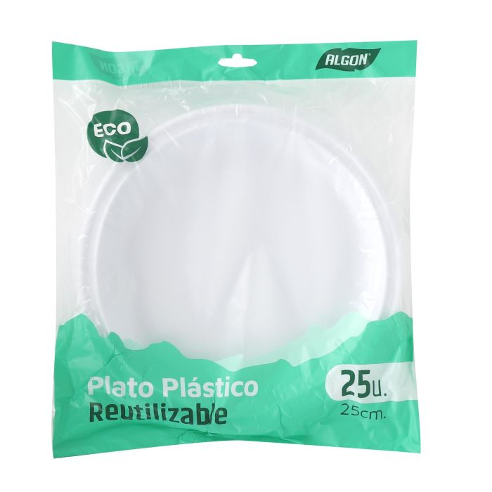 Set de 25 platos redondos de plástico ecológico Algon 25 cm (12 Cajas) 1 Set de 25 platos redondos de plástico ecológico Algon 25 cm (12 Cajas) 1