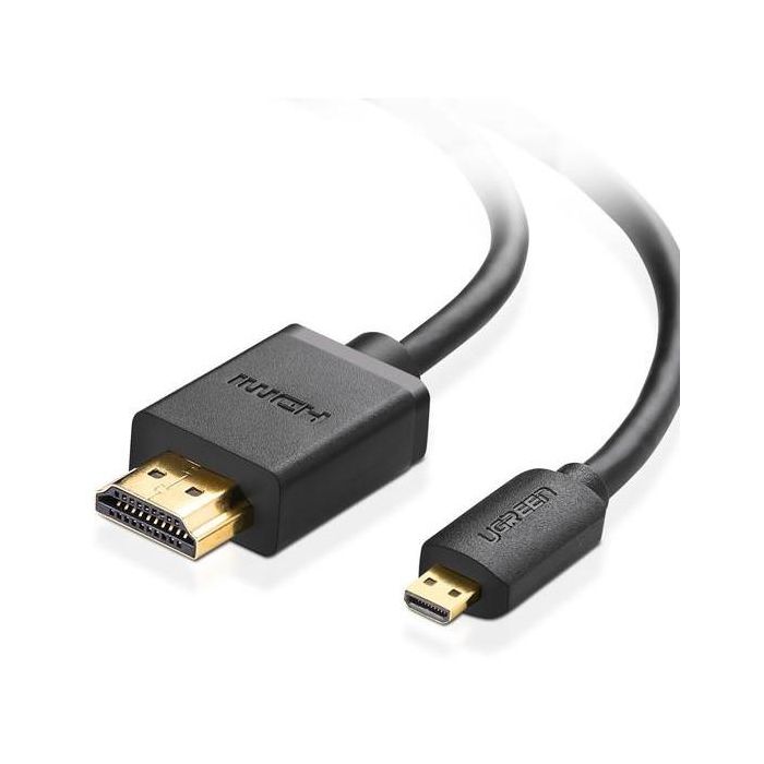 Ugreen Cable Micro HDMI Macho a HDMI Macho 3m Negro Ugreen 30104 | Soporte 3D, Conectores Dorados, PVC Plug and Play