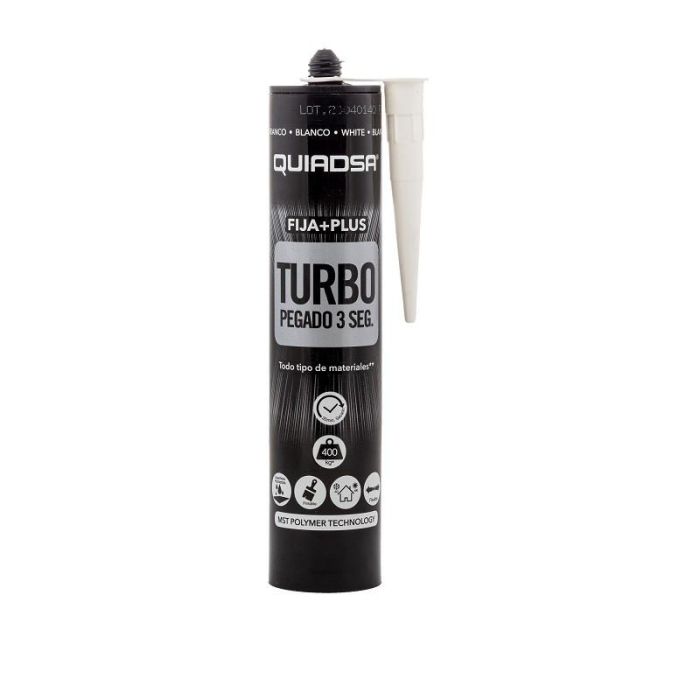 Quiadsa Adhesivo Elástico Fija+Plus Turbo Gris 290ml Secado Rápido 3 Segundos Fuerza 400 kg/m²
