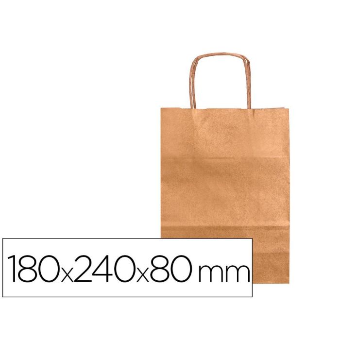 Bolsa Papel Q-Connect Kraft Natural Liso XS Con Asa Retorcida 180x240x80 mm 25 unidades