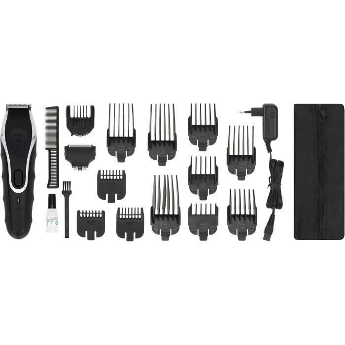 Cortapelos estanco - WAHL - AQUA GROOM - 6 W - 11 peines guía - Autonomía de batería: 3 h - Negro 1 Cortapelos estanco - WAHL - AQUA GROOM - 6 W - 11 peines guía - Autonomía de batería: 3 h - Negro 1