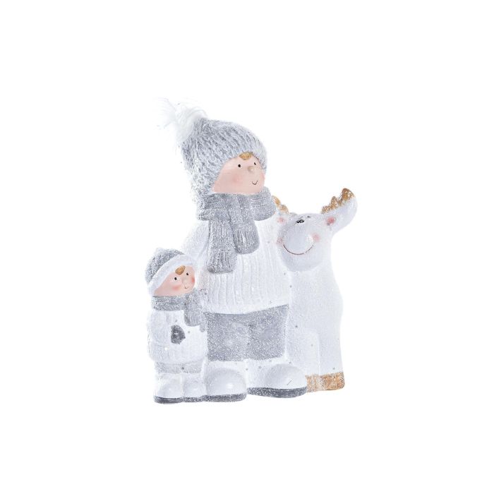 DKD Home Decor Figura de Navidad Moderna de Terracota Blanca 9 x 21 x 17 cm