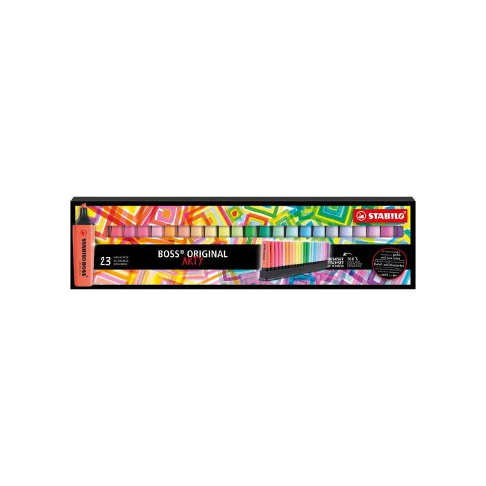Stabilo Rotulador fluorescente Boss Original Deskset estuche 23 unidades colores surtidos punta biselada 2-5mm antisecado