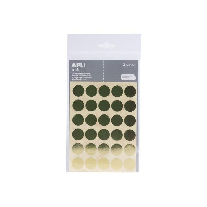 Gomets Apli Metalizados Bolsa 3H Circulo Ø 20 Mm Oro 90 Uds. (11808) (Set de 10)