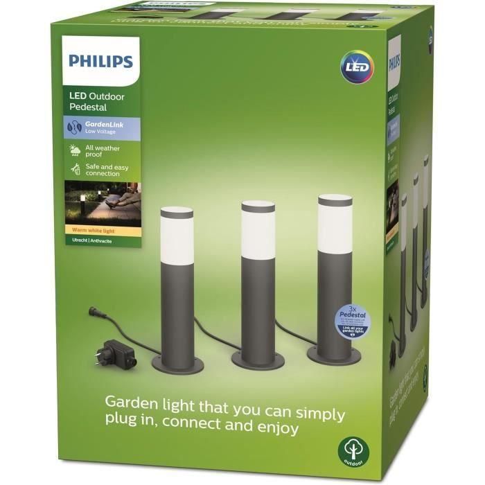 Pack de 3 terminales de exterior PHILIPS Garden Link - Baja tensión - 24W, IP44, 2700K - Antracita 2