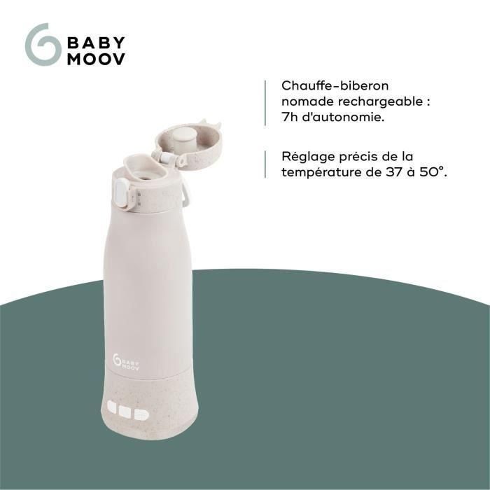 Calentador de biberones portátil Moov & Feed - BABYMOOV - 340ml - beige mineral - Regulación de temperatura - Mantiene el calor 2