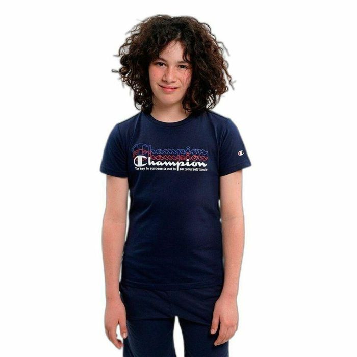 Camiseta de Manga Corta Niño Champion Crewneck Azul 0 Camiseta de Manga Corta Niño Champion Crewneck Azul 0