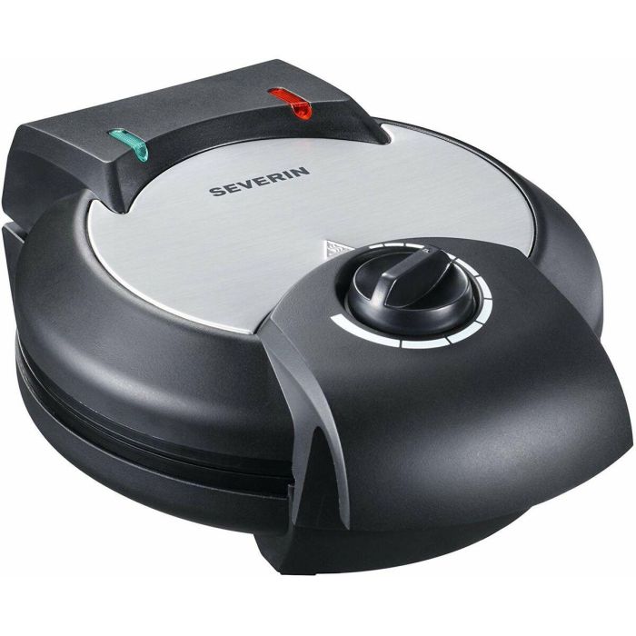 Severin WA2103 Plancha gofres 5 corazones, antiadherente, termostato, 1300W, negro/acero inoxidable, ahorra espacio 1